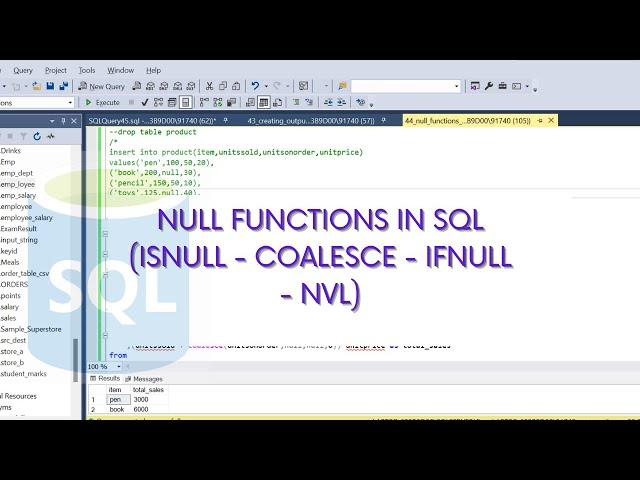 SQL | Null Function in SQL | ISNULL | COALESCE | IFNULL | NVL