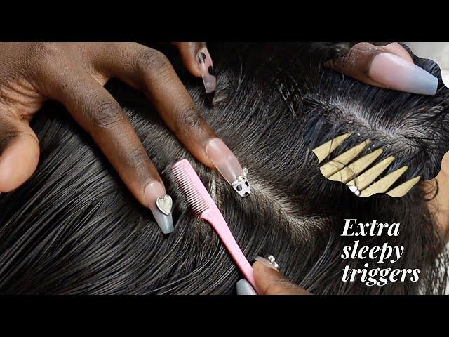 ASMR | Intense HAIRPLAY & Gentle NITPICKING for a goodnight sleep  | no talking | upclose zoomed