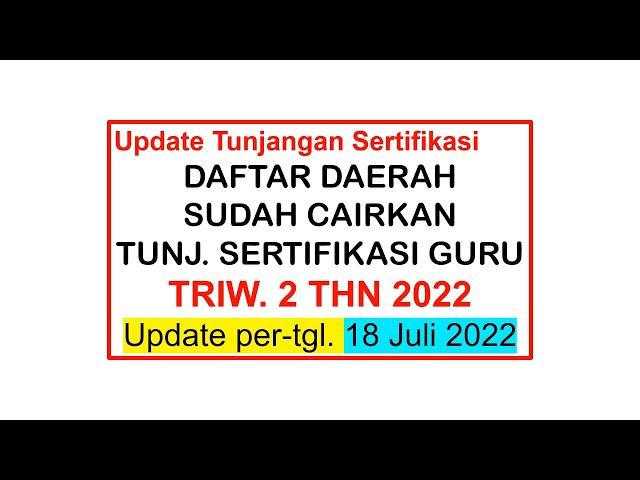 SERTIFIKASI GURU TRIWULAN 2 TAHUN 2022 INILAH DAFTAR DAERAH YANG SUDAH MENCAIRKAN PER 18 JULI