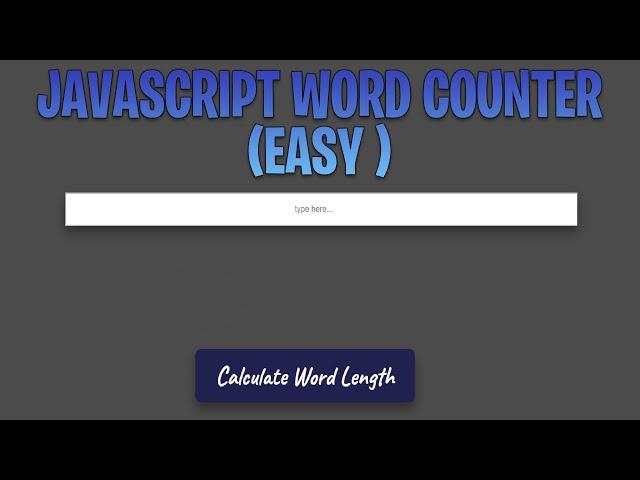 Vanilla Javascript Word Counter (Easy)  ||