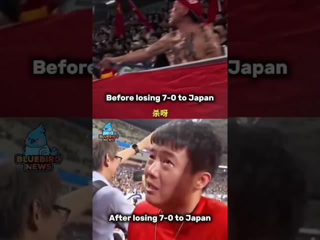 China’s fan reaction after losing 7-0 to Japan #japan #china #football