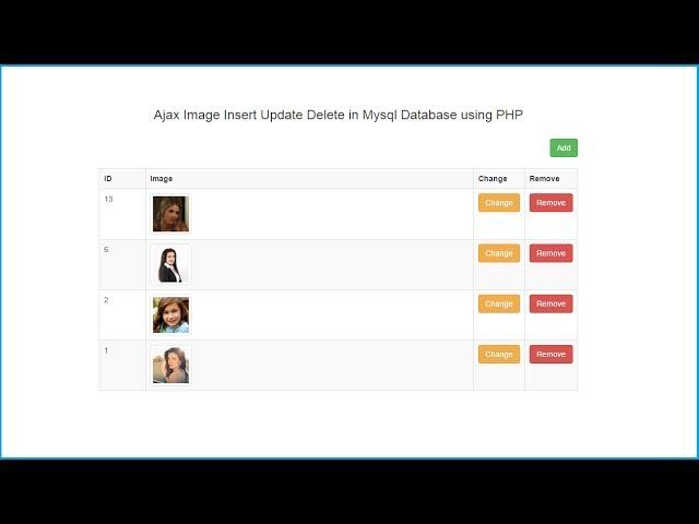 Ajax Image Insert Update Delete in Mysql Database using PHP