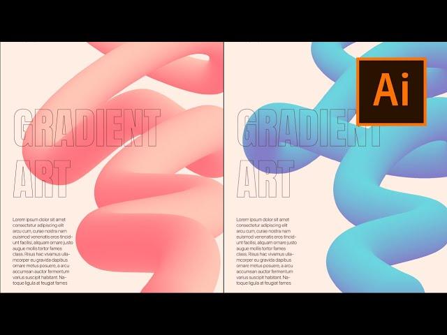 Adobe Illustrator tutorial for beginners || How to create curve cylinder gradient poster