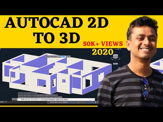 AutoCAD House Design (3D)- Part 2- AutoCAD 2D to 3D conversion (2021)