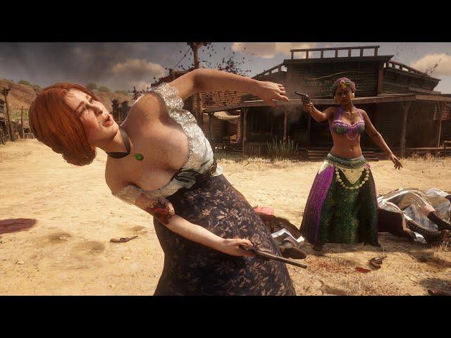 Red Dead Redemption 2 NPC Fights Ladies Battle Free For All