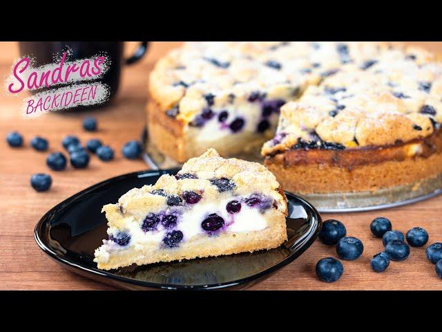 Streuselkuchen mit Blaubeeren und Schmand | Blaubeerkuchen