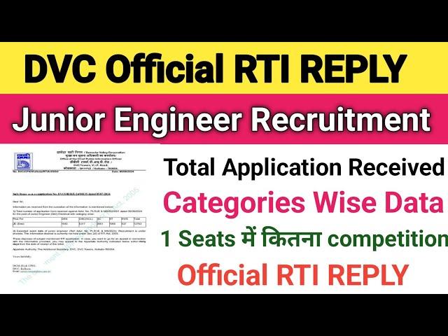 DVC JE Total Application Received||DVC JE में कितने फार्म पड़े?||DVC JE me Total kitne Form pade?