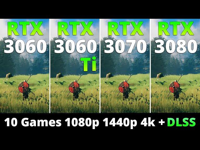 RTX 3060 vs RTX 3060 Ti vs RTX 3070 vs RTX 3080 - 10 Games 1080p 1440p and 4k + DLSS