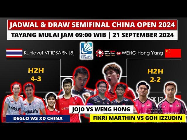 Jadwal Semifinal China Open 2024: Jojo vs Weng Hong Yang | Jadwal & Draw SF China Open Badminton