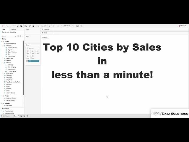 Tableau: How to create Top 10 Cities by sales in less than a minute!