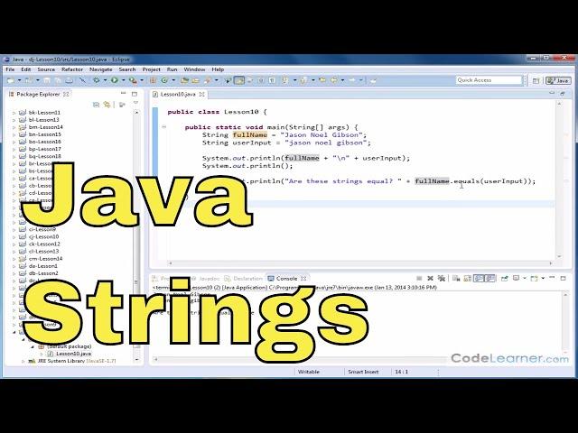 Java Tutorial - 10 - Determining if Two Strings are Equal