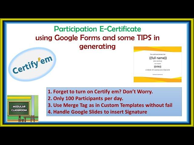 Participation E-Certificate Generation??? Certify Em??Tips and Tricks