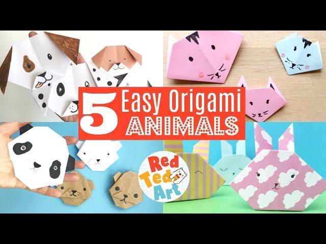 5 Easy Animal Origami Projects for Beginners - Pig, Dog, Cat, Bunny & Bear - Easy Origami Projects