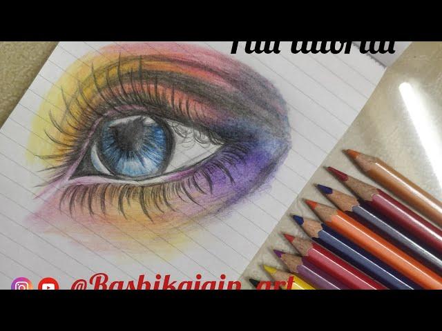 How To Draw Realistic Eye with Colour pencils  @Rashikajain_art