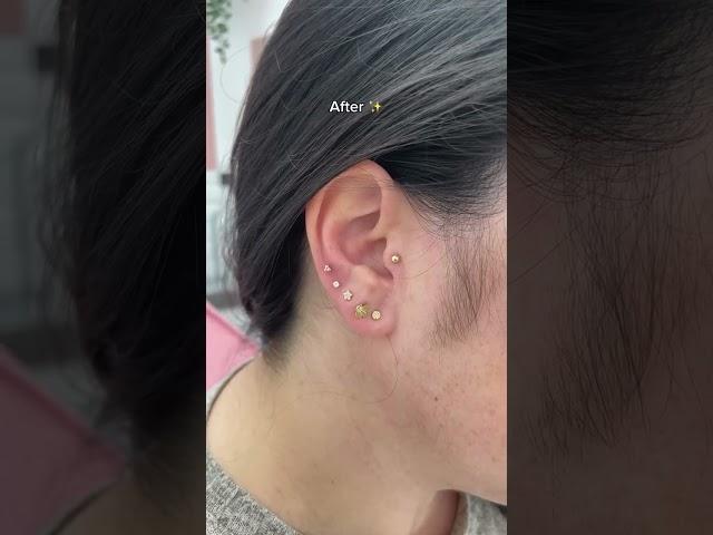 Almost all the way up! How many piercing do you have total? #earstyling #earpiercing