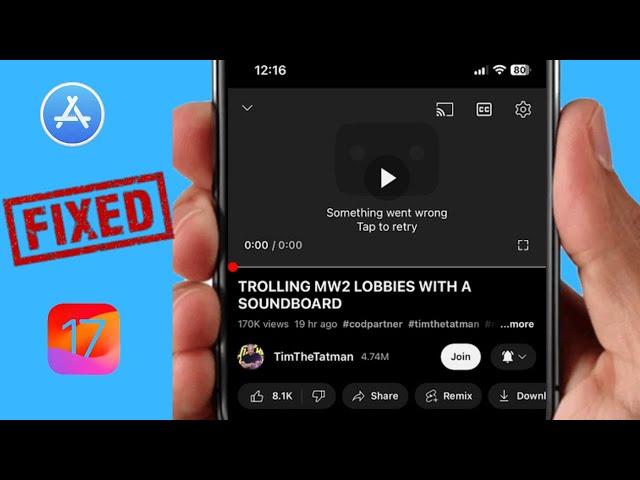 Fixed: Something Went Wrong Tap to Retry Youtube iPhone | Youtube Network Problem Solve