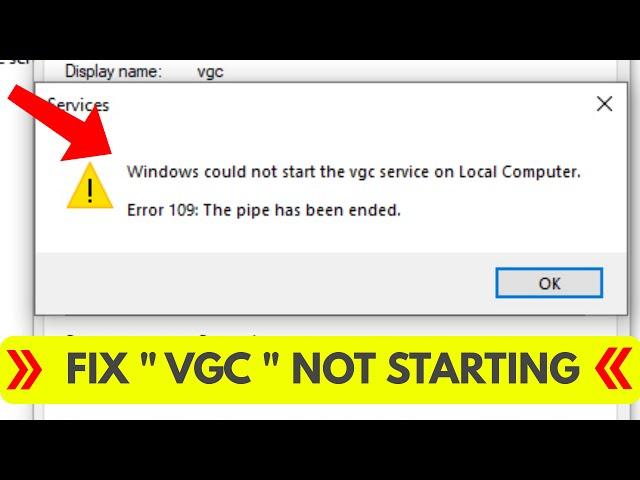 Windows could not start the vgc service on local computer error 1 incorrect function