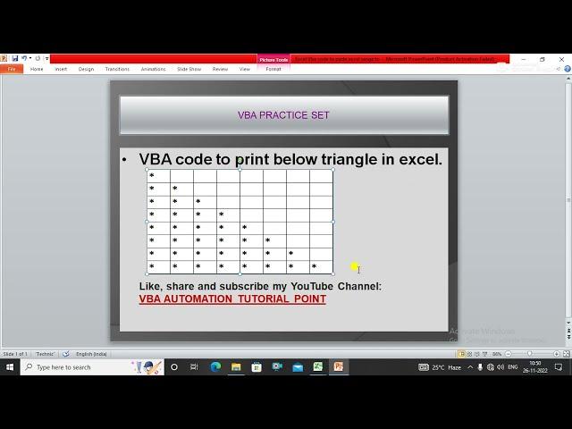 VBA code to print triangle in Excel