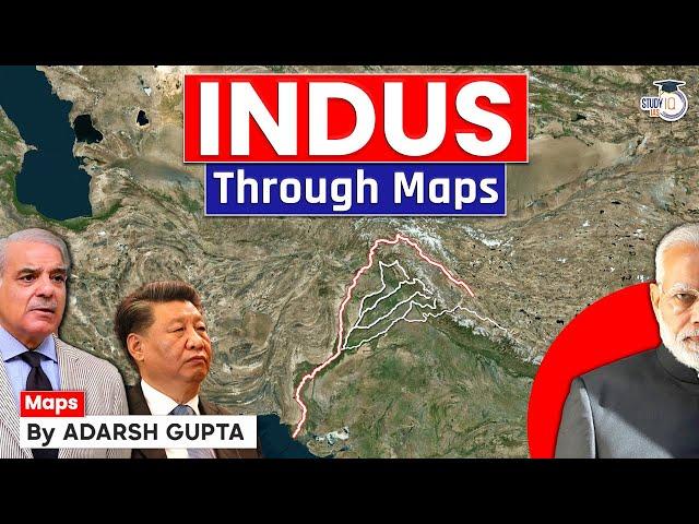 Indus River System Through Map | Tributaries of Indus | UPSC Prelims & Mains