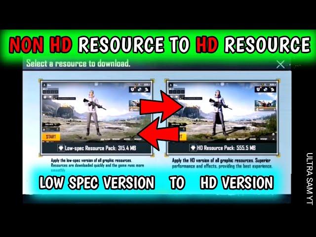 HOW TO CHANGE LOW SPEC RESOURCE PACK TO HD RESOURCE PACK  NON HD LOBBY TO HD LOBBY IN PUBG MOBILE