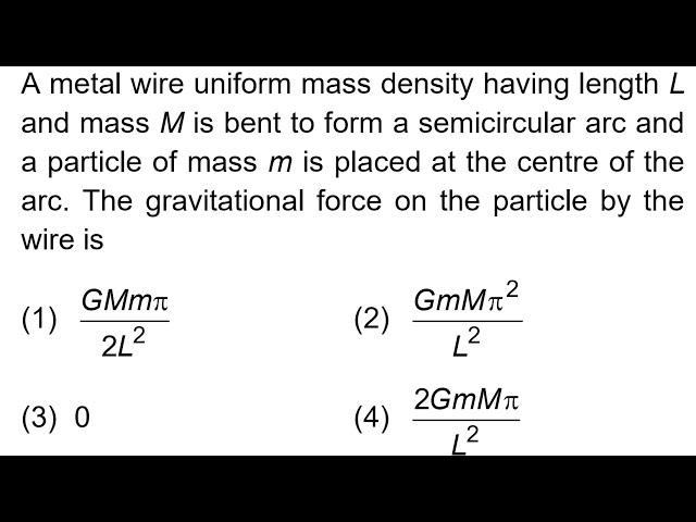 JEE mains 2024: A metal wire uniform mass density having length Land mass M is bent to form a semici