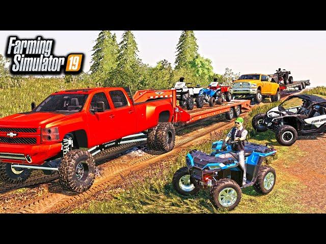 MILLIONAIRE'S GO MUDDING! (AIR LIFTED TRUCKS, POLARIS ATV, YAMAHA RAPTOR) | FARMING SIMULATOR 2019