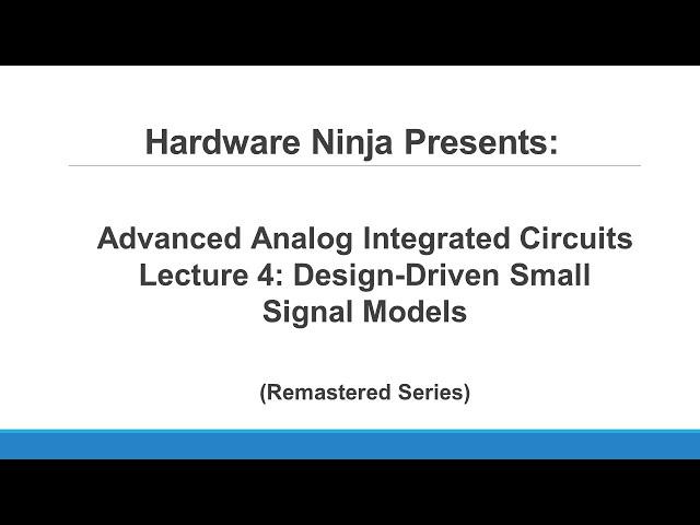 HWN - Advanced Analog IC Design: Lecture 4