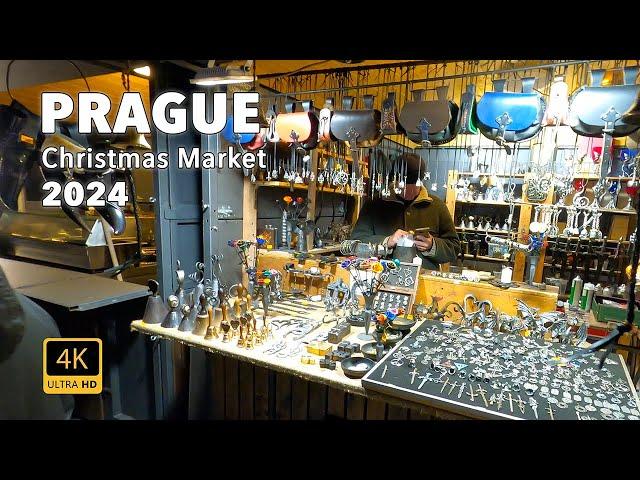 PRAGUE - CHRISTMAS MARKET 2024 - 4K Wenceslas Square walking tour at night