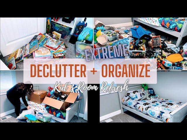 DECLUTTER + ORGANIZE WITH ME! | KID'S ROOM + TOY DECLUTTERING MOTIVATION | Kid's bedroom refresh!