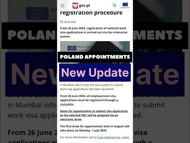 NEW - POLAND VISA APPOINTMENTS UPDATE- NO MORE VFS ️