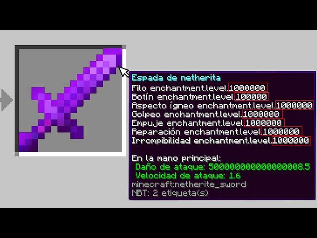 ESPADA de NETHERITE con TODO ENCANTADO A NIVEL +1.000.000 en MINECRAFT