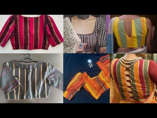 Beautiful Stripes Blouse Designs||Trendy Stripes Blouse Designs For Saree||Lining Blouse Designs