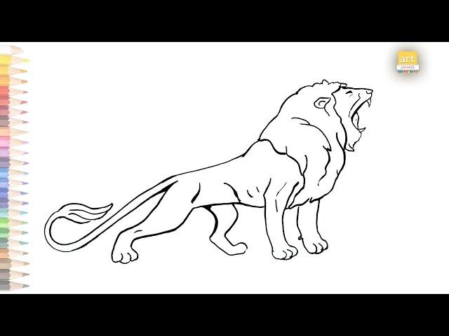 Roaring Lion drawing easy || How to draw A Lion drawing easy
