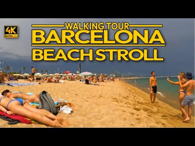 Barcelona beach walk -Bogatell Beach! - Spain 2023 in 4K60FPS