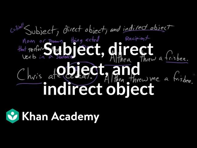 Subject, direct object, and indirect object | Syntax | Khan Academy
