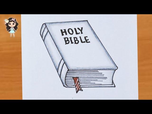 How to draw a Holy Bible easy | Bible drawing | Book drawing | Pencil sketch