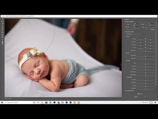 Newborn baby edit, extend the background in Photoshop.  Content aware, quick select, paint, liquify