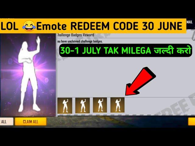 Free fire 30 June new redeem code | free fire lol emote redeem code today | lol emote redeem code ff