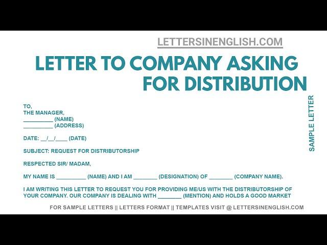 Letter To Company for Distributorship  |  Letters in English