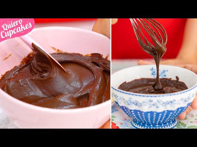 GANACHE DE CHOCOLATE CON SOLO 2 INGREDIENTES + 5 MANERAS DE UTILIZARLA | FÁCIL | QUIERO CUPCAKES