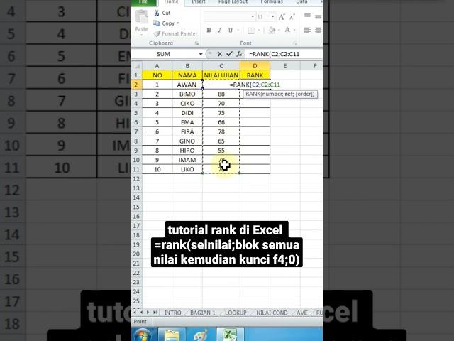 Cara memberi ranking di excel 1 menit pasti bisa