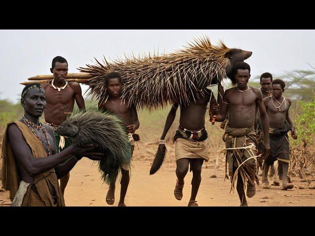 RARE Porcupine HUNT with Hadzabe Tribe Ancient Bushmen