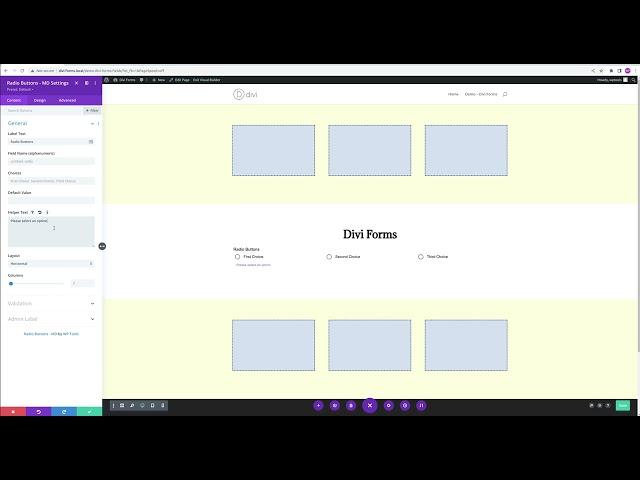 "Radio Buttons" Divi Module