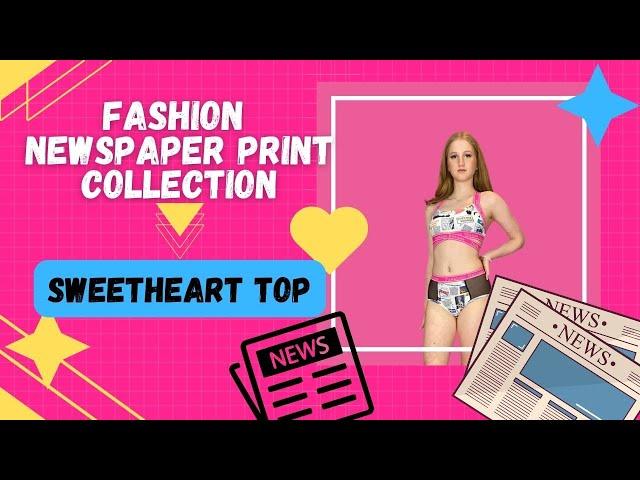 Fashion Newspaper Print High Quality Fabric  Sweet Heart Cool Criss Cross Bra Top