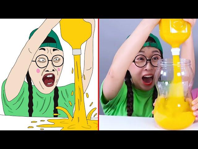 Dona Mukbang Big Bottle Candy drink Drawing Meme | 먹방 DONA 도나 | Part 3