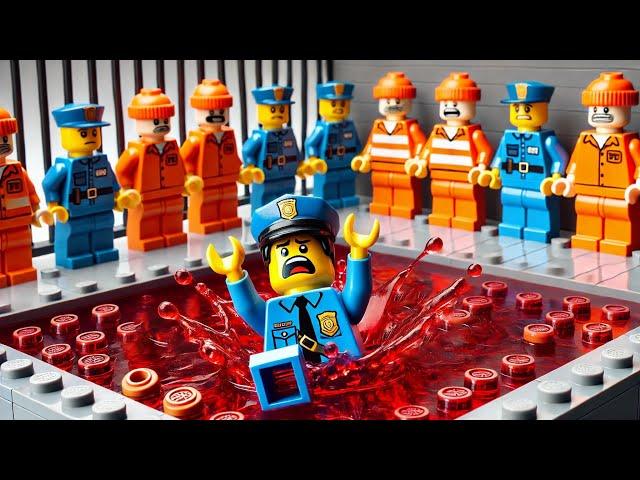 LEGO Gefängnis Chaos: Polizist stürzt in mysteriöse rote Flüssigkeit