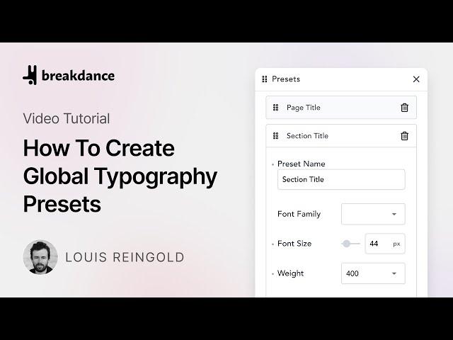 How To Create Global Typography Presets In Breakdance