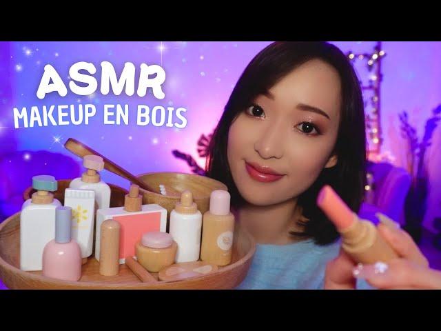 ASMR Kit de maquillage en BOIS : Je te fais une beauté (visuel avec doublage de sons)