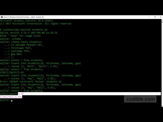 Codible SQLite video 2: Quickly create a simple table in a database (SQLite3)