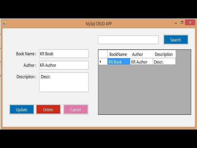 C# MySql CRUD : Insert Update Delete View and Search